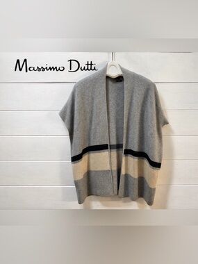 MASSIMO DUTTI Grey & Beige Oversized Knit Vest – Size S fit S to XL